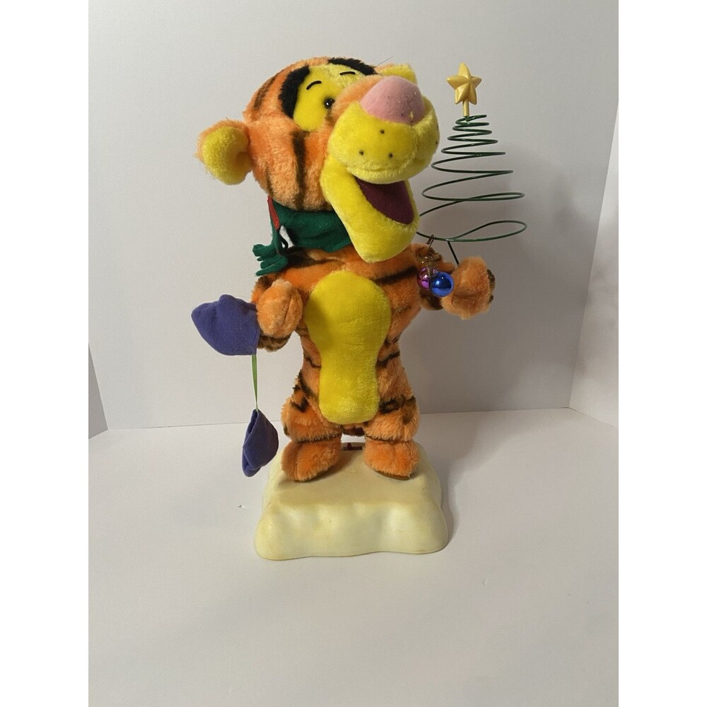 Disney Telco Motion-ette TIGGER w/ CHRISTMAS TREE Animated 17" Winnie The Pooh